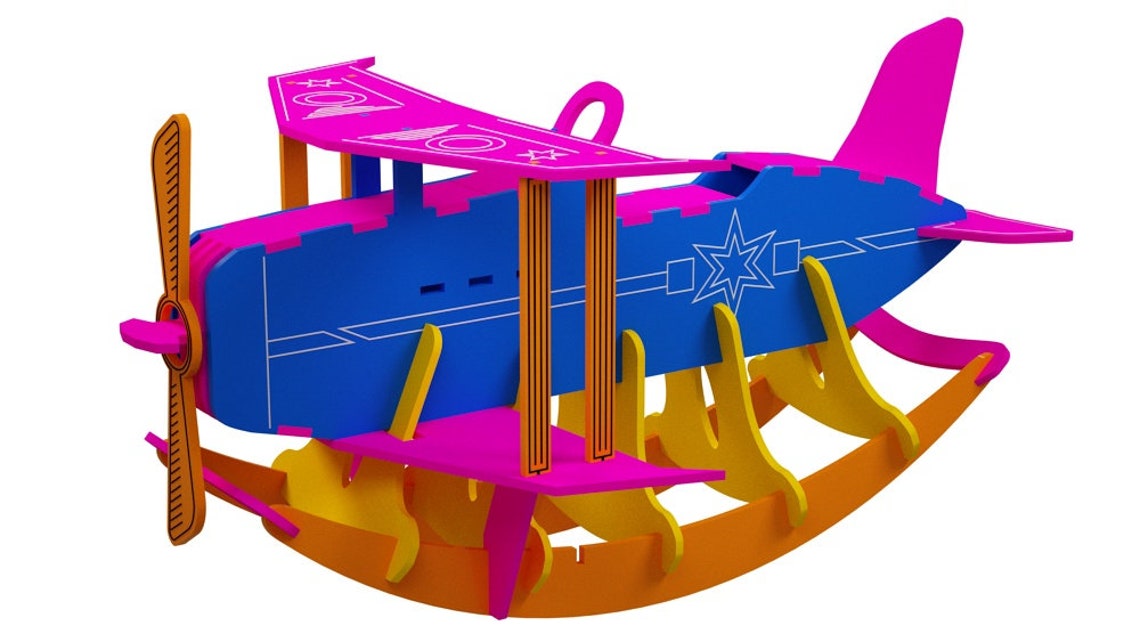 Bi Plane Rocking Horse, Suitable for Mass Production, Design for Laser