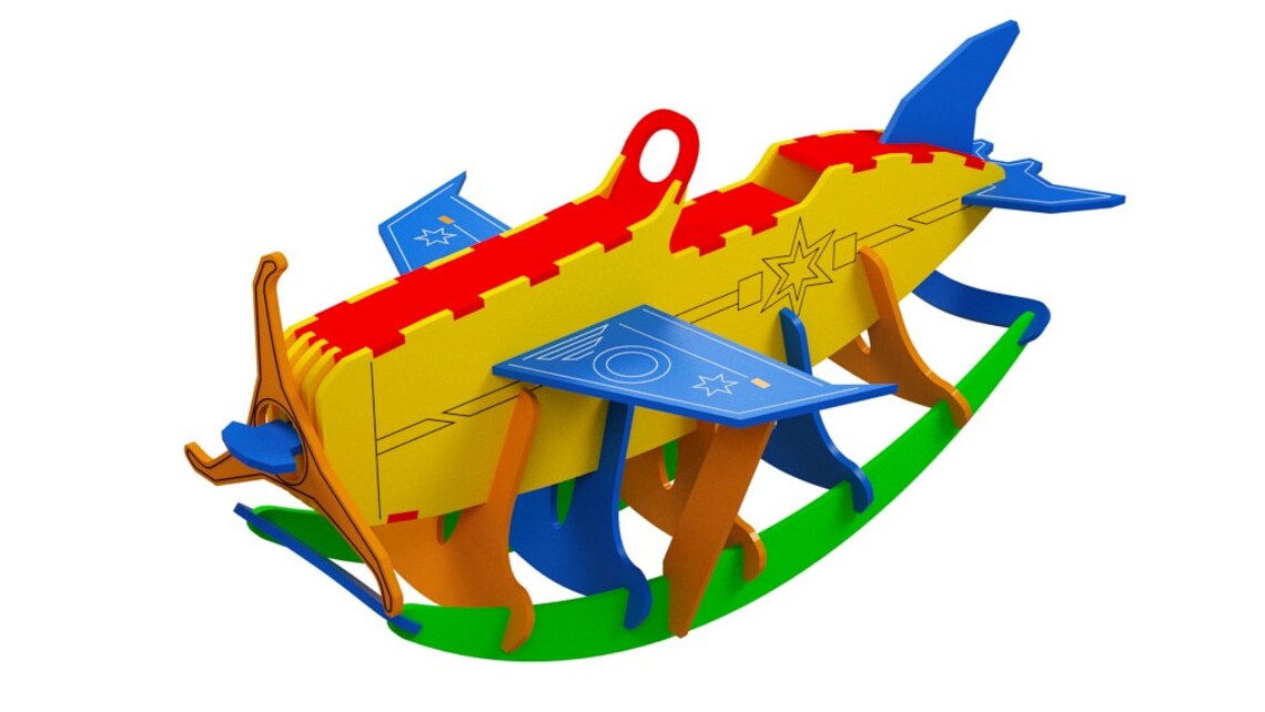 Air Plane Rocking Horse, Suitable for Mass Production, Design for Laser