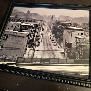 Framed 8x10 Picture Looking up Green Lane in Snow