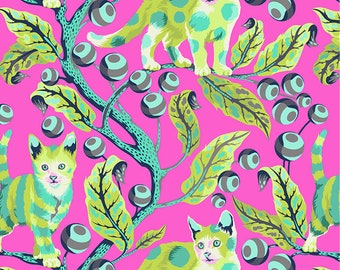 OOP Tula Pink Tabby Road Disco Kitty Berrybird 1 yard