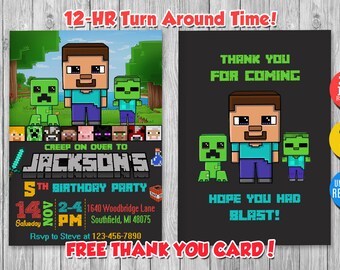 minecraft invitation etsy