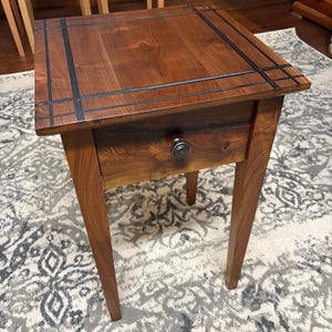 Walnut End/Side table with epoxy inlay and drawer