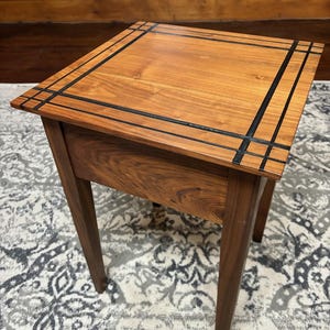 Walnut end/side table with epoxy inlay