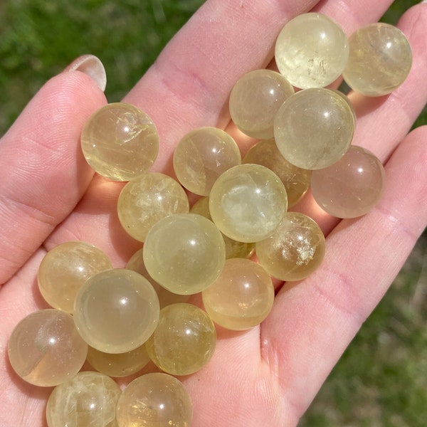 Citrine Mini Spheres - 10 Pieces - 15mm - Healing - Crystal - Gemstone - Reiki - Genuine