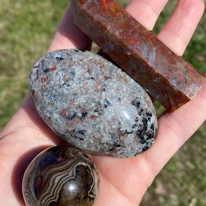 Paquete de talla de cristal - Sardonyx - Ágata de musgo rojo - Yooperlite