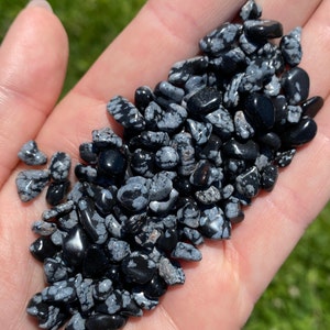Tumbled Snowflake Obsidian Stones Chips - 4mm - 7mm - 85 Grams / 3 Ounces - Healing - Crystal - Gemstone