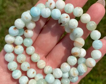 Blue Aragonite Gemstone Beaded Bracelet - 8mm - 7.5" - Gemstone Healing - Yoga Jewelry