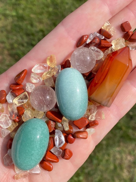 Crystal Confetti 100 Grams Clear Quartz Green Aventurine