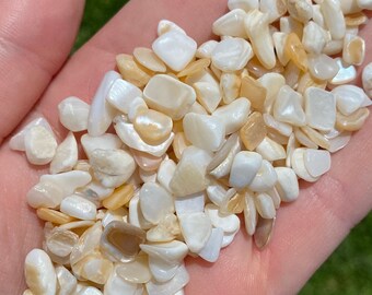 Tumbled Mother Of Pearl Chips - 5mm - 8mm - 85 Grams / 3 Ounce