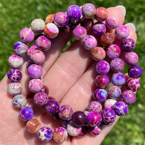 Galaxy Sea Sediment Edelstein Perlen Armband - 8 mm - 7.5 &quot;- Yoga Schmuck