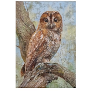 Owl Oil Painting on Canvas Original ,  Owl fine art, Owl Wall Decor, Made to order