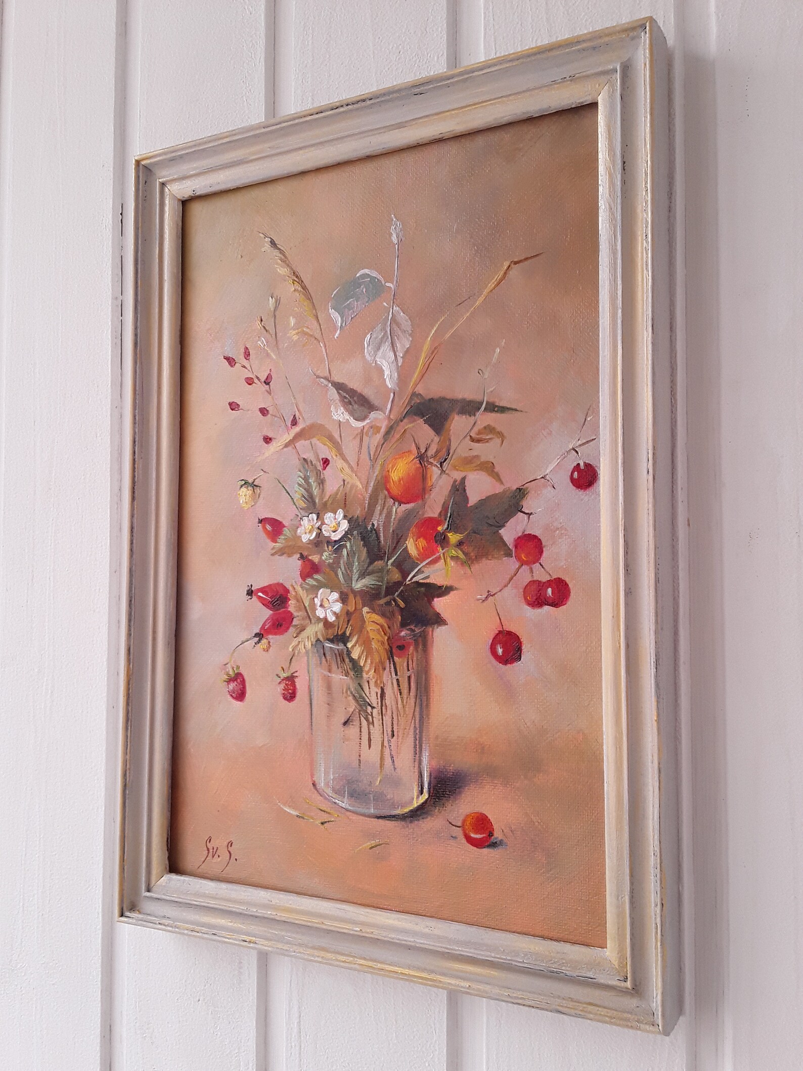 Berries Oil Painting Canvas Hardboard 20x30 Cm. Framed. Etsy