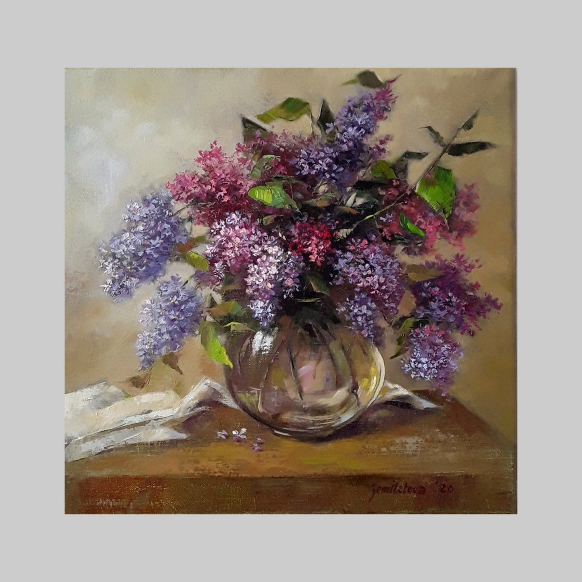 Lilac, Still Life, Oil Painting on Canvas, Made to Order 