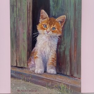 Kitty oil painting, Cat fine art