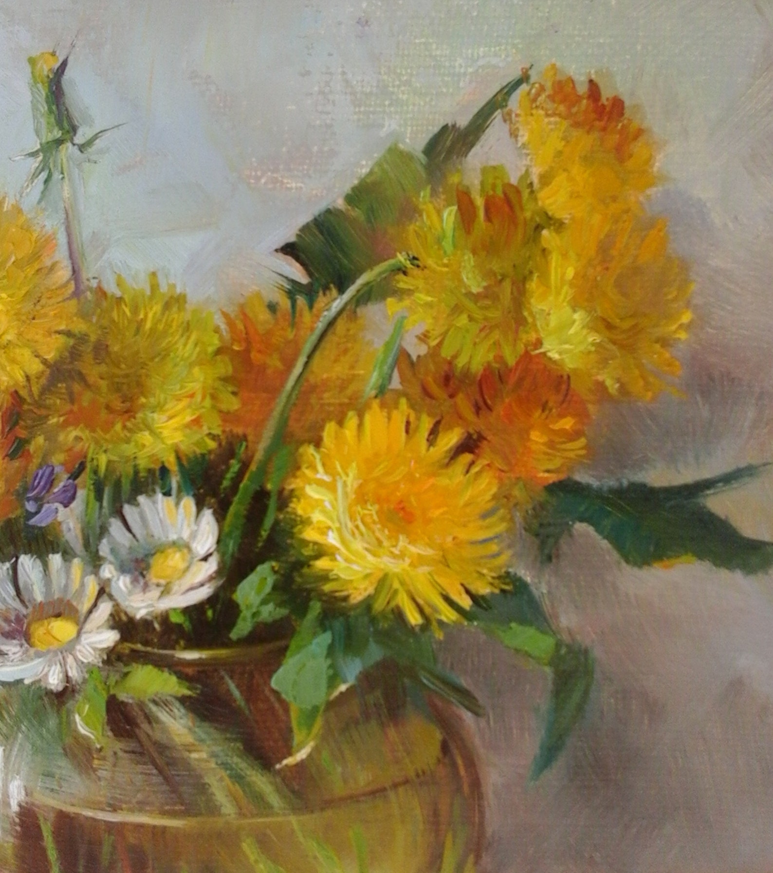 Dandelion Unframed Oil Painting Canvas Still Life Dandelion Etsy