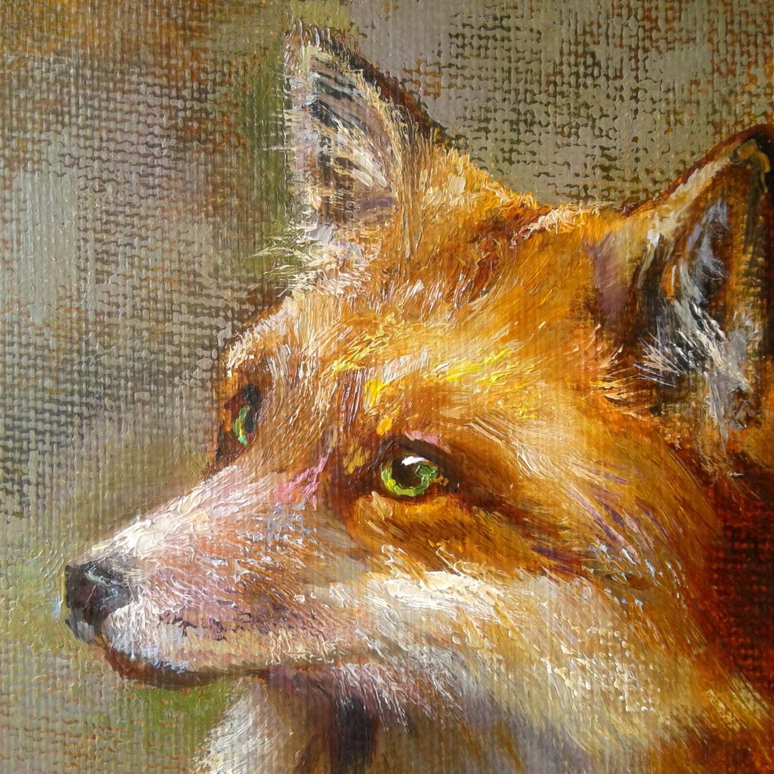 Fox. Oil painting canvas. 50x40 cm 20 x 16 inches Etsy