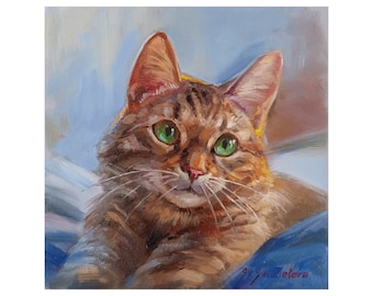 Cat portait, Kitty fine art, Cat oil painting