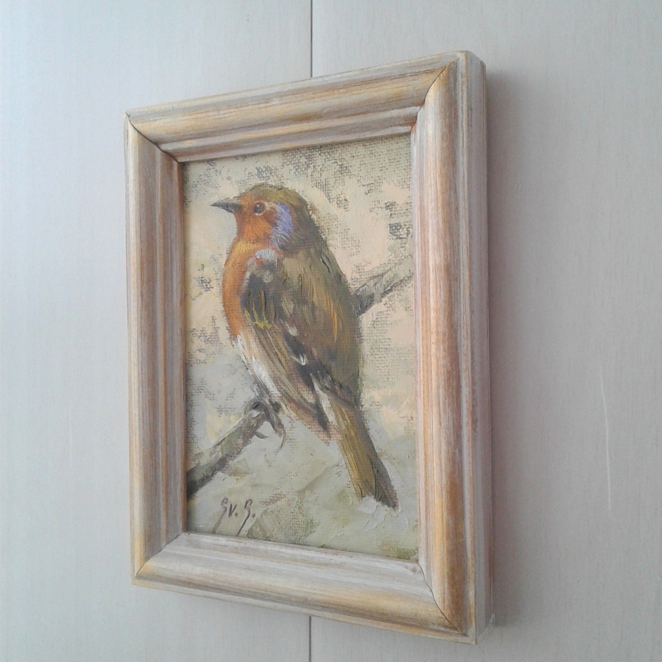 Original Bird Painting. Small bird Painting Framed. Fine Art. Etsy
