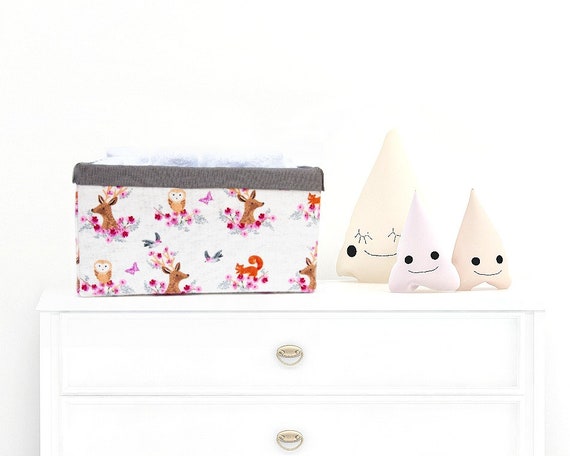 Woodland Nursery Baby Girl Basket Organizer For Dresser Etsy
