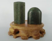 Square and Oval Stamp with Wooden Stand Chinese Seal Stone Chop Custom Gift by Chisel Carve Name for Calligraphy Painting Hanko E693