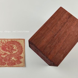 Wooden Square Shape Finised Chinese Seal Stamp Customized Name Signature Chop for Calligraphy Painting Hanko Chinese Dragon Loong E625