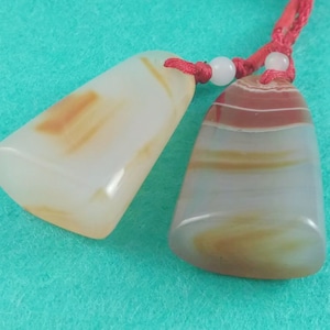 2 Pieces of Chinese Seal Agate Stone Necklace Pendant Stamp Keychain String Custom Carve Name Chop Calligraphy Painting birthday gift E214