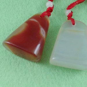 2 Pieces of Chinese Seal Agate Stone Necklace Pendant Stamp Keychain String Custom Carve Name Chop Calligraphy Painting birthday gift E196
