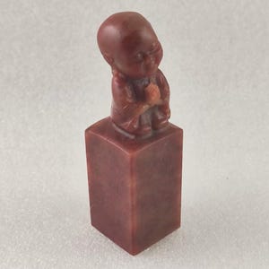 Customized Young Monk Statue Chinese Seal Chisel Carved Kanji Name Chop for Calligraphy Painting Book Collection Handcrafted Hanko E253