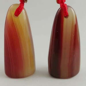 2 Pieces of Chinese Seal Agate Stone Necklace Pendant Stamp Keychain String Custom Carve Name Chop Calligraphy Painting birthday gift E754