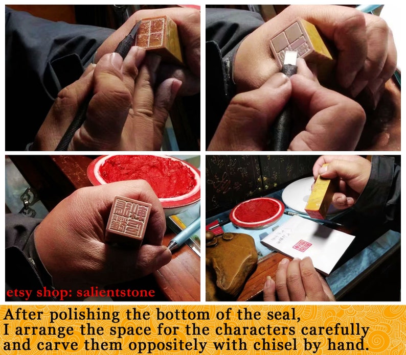 Chinese Seal Handmade Stone Stamp Chop Chisel Carve Name for Calligraphy Painting Book Collection Custom Carving Kanji Customized Hanko E225