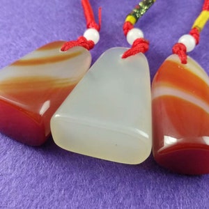 Three Pieces of Chinese Agate Seal, Keychain, Necklace Pendant. Custom Chinese Name Carving about 2.2*1.3*3.5 cm E433