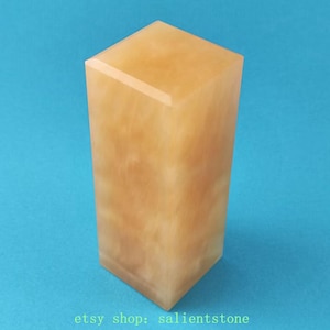 A Chinese Custom Hand Carved Yellow Jade Rectangular Seal Stamp for Calligraphy Painting Personalized Design from Confucius Hometow E383