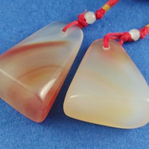 2 Pieces of Chinese Seal Agate Stone Necklace Pendant Stamp Keychain String Custom Carve Name Chop Calligraphy Painting birthday gift E180
