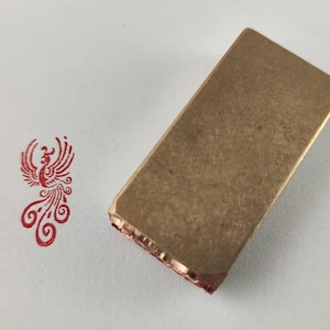 1*2*4cm Brass Chinese Seal Phoenix Metal Stamp Finshed Oblong Chop Hanko E160