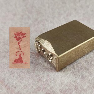 1*2*3cm Finished Brass Chinese Seal Metal Stamp Finshed Oblong Chop Hanko Buddha sitting in meditation Lotus of Enlightenment E026