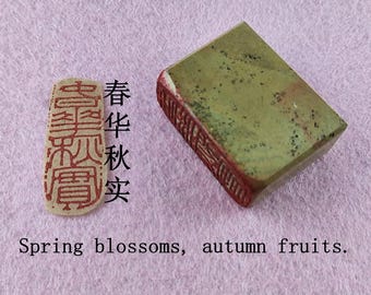 Oblong Shape Finished Chinese Seal Stone Stamp Signature Chop Calligraphy Painting Hanko 春华秋实 E649
