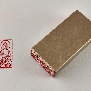 1*2*4 cm Brass Chinese Seal Metal Stamp Finshed Oblong Chop Hanko Buddha Portait E484