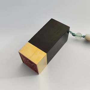 2.5*2.5*6cm Wood Inlaid Brass Chinese Seal Customized Metal Stamp Chop