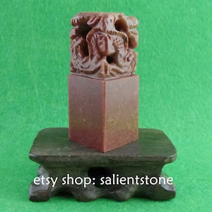 Red Stone Dragon Stamp Chinese Seal Stamp Customized Chinese Name Signature Custom Chop Hanko Carving E745