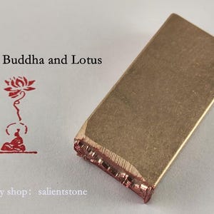 1*2*4cm Finished Brass Chinese Seal Buddha and Lotus Metal Stamp Finshed Oblong Chop Hanko E156