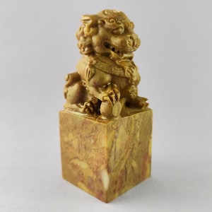 3*3cm Lion Chinese Seal Handmade Stone Stamp Chop Chisel Carve Name for Calligraphy Painting Custom Carving Kanji Customized Hanko E408