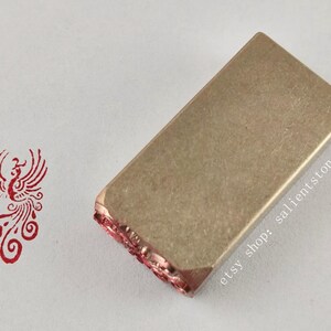 1x2x4cm Brass Chinese Seal Phoenix Metal Stamp Finished Oblong Chop Hanko from Confucius Hometown E330