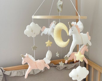 Unicorn felt mobile/Unicorn crib mobile/Unicorn felt toy/Unicorn felt decoration/Unicorn crib decor/Unicorn mobile for girl/Fairytale mobile