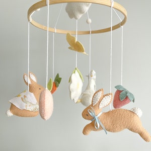 Peter rabbit mobile/Rabbit felt mobile/Mobile with bunnies/Bunny nursery decor/Bunny crib decor/Bunny theme mobile/Felt bunnies/Peter rabbit image 5