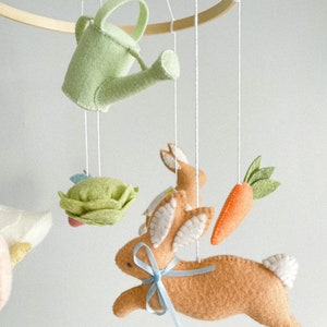 Peter rabbit mobile/Rabbit felt mobile/Mobile with bunnies/Bunny nursery decor/Bunny crib decor/Bunny theme mobile/Felt bunnies/Peter rabbit image 6