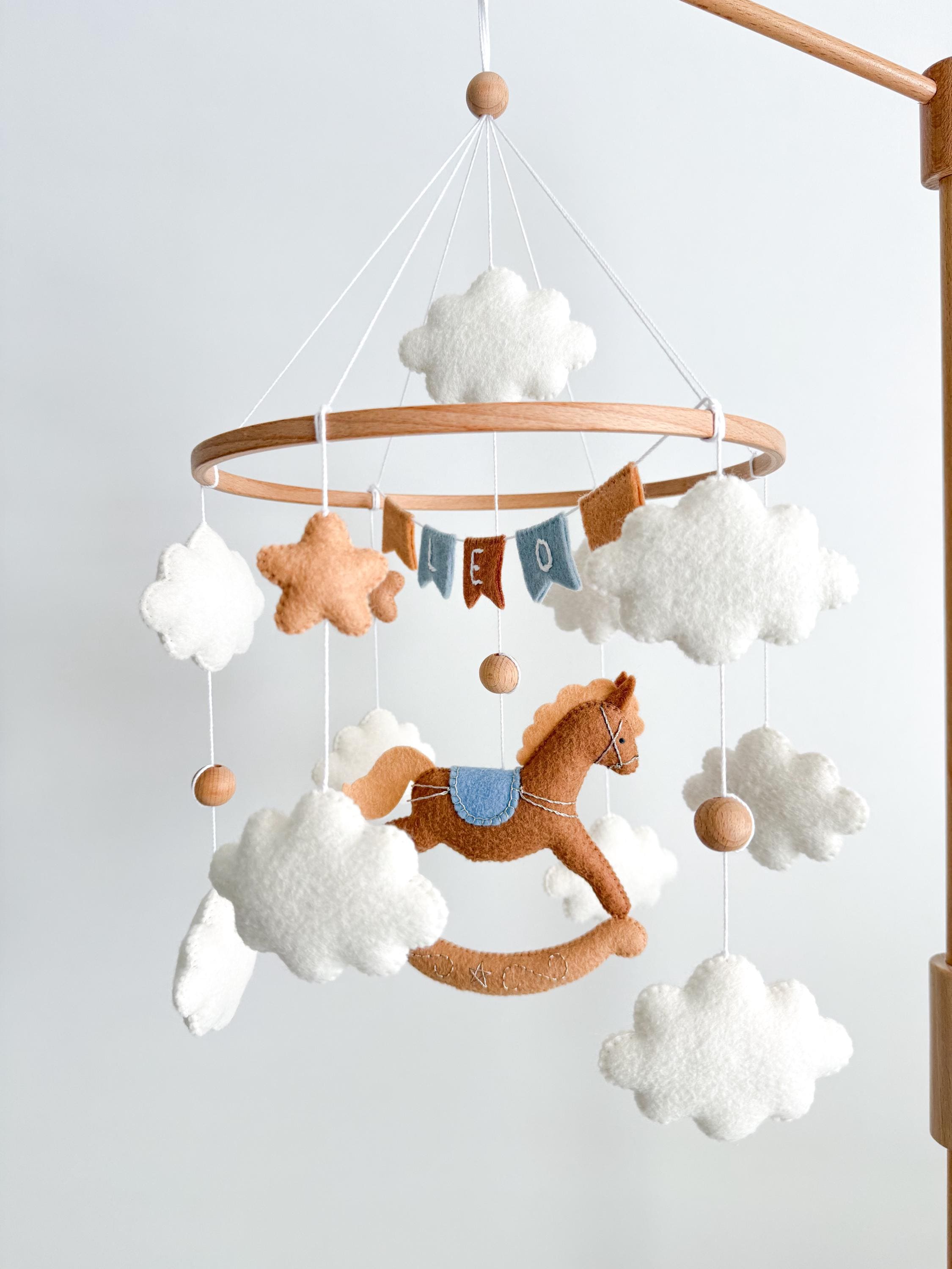 Rocking Horse Baby Mobile, Classic Felt Nursery Decor
