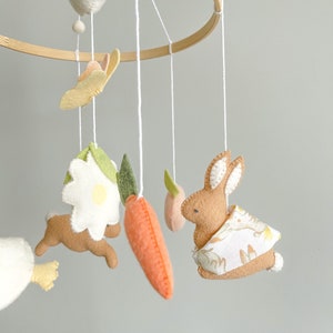 Peter rabbit mobile/Rabbit felt mobile/Mobile with bunnies/Bunny nursery decor/Bunny crib decor/Bunny theme mobile/Felt bunnies/Peter rabbit image 6