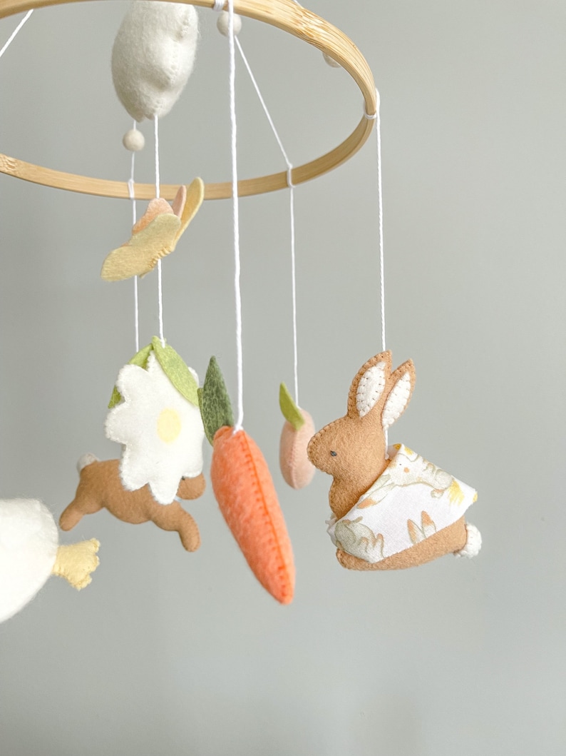 Peter rabbit mobile/Rabbit felt mobile/Mobile with bunnies/Bunny nursery decor/Bunny crib decor/Bunny theme mobile/Felt bunnies/Peter rabbit image 6