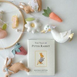 Peter rabbit mobile/Rabbit felt mobile/Mobile with bunnies/Bunny nursery decor/Bunny crib decor/Bunny theme mobile/Felt bunnies/Peter rabbit image 2