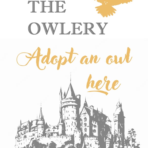 Printable Owlery Sign Adopt Your Owl Here Sign For Witchy Themed Party Decoration And Activities